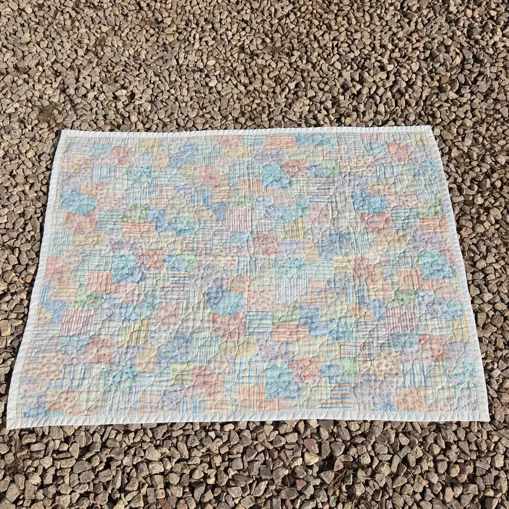 Vintage Baby Quilt‎ Soft Pastel Colors Nursery Cottagecore Approx. 42